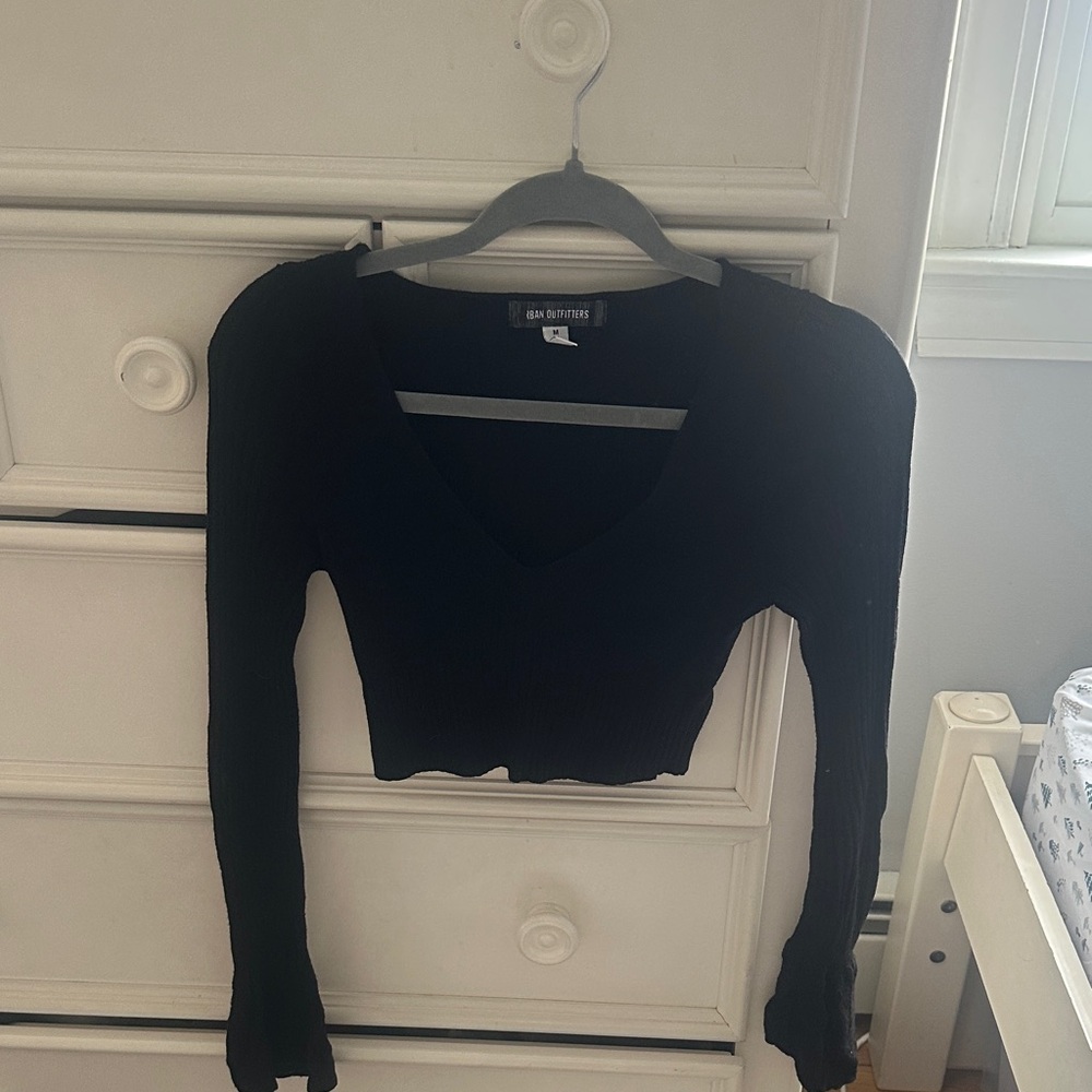 Urban Outfitters Black V-Neck Crop Top